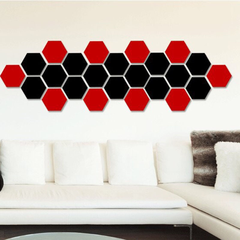 Hexagonal three-dimensional mirror wall stickers restaurant aisle floor personalized decorative mirror stickers living room background wall