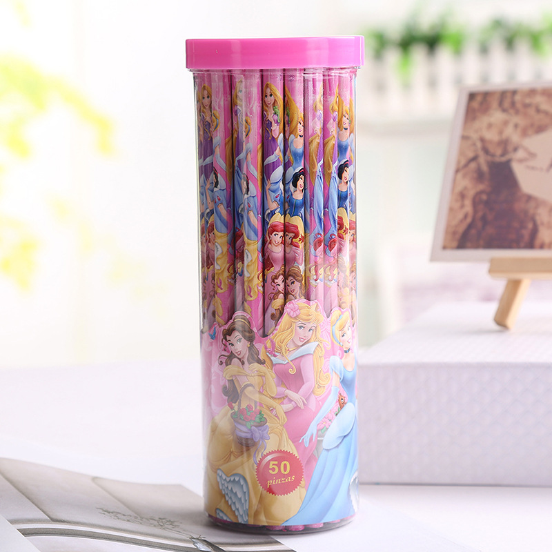 Cartoon pencil 50 logs H B student cartoon children's pencil pencil manufacturers set stationery wholesale