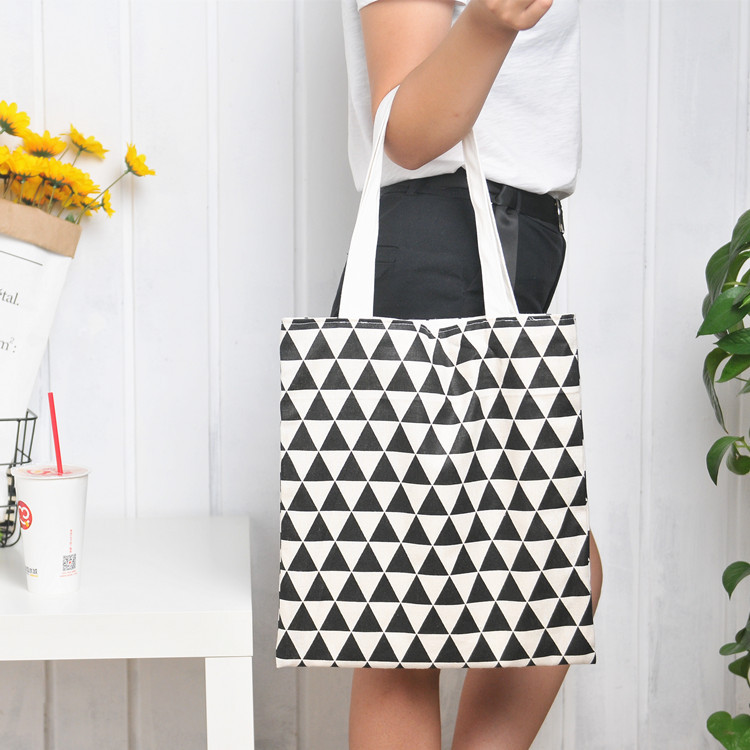 One-shoulder canvas bag cotton and linen dual-purpose double-sided cloth bag fresh art shopping bag Taobao source Women's bag