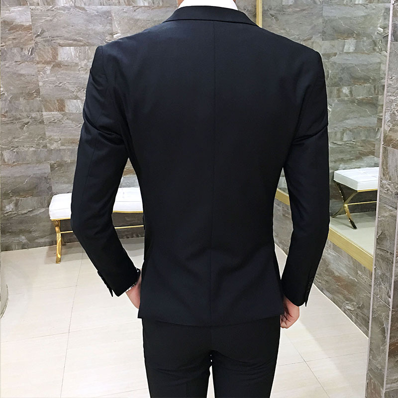 Suit Set Men's Three-Piece Business Formal Suit Professional Suit Slim-Fit Best Man Groom Wedding Dress Autumn