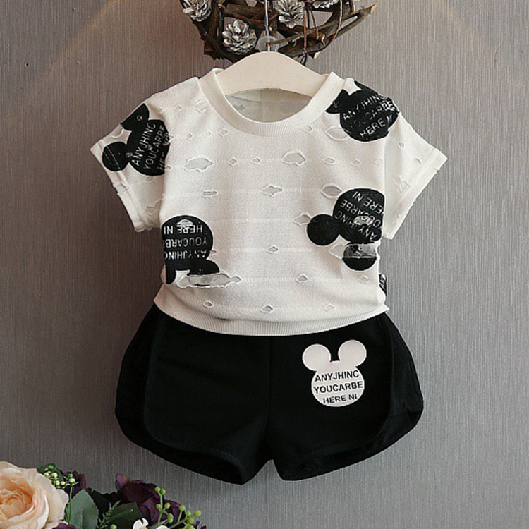 2020 New Korean Style Summer Dress Girls' Short Sleeve + Shorts Two-Piece Set Children's Two-Piece Set