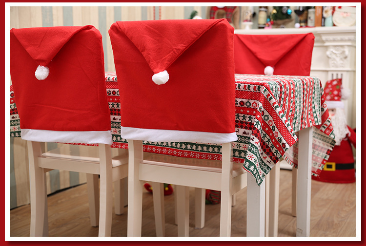 Christmas Red Non-woven Christmas Chair Set Christmas Table Decoration Christmas Hat Soft Feel_voghion.com