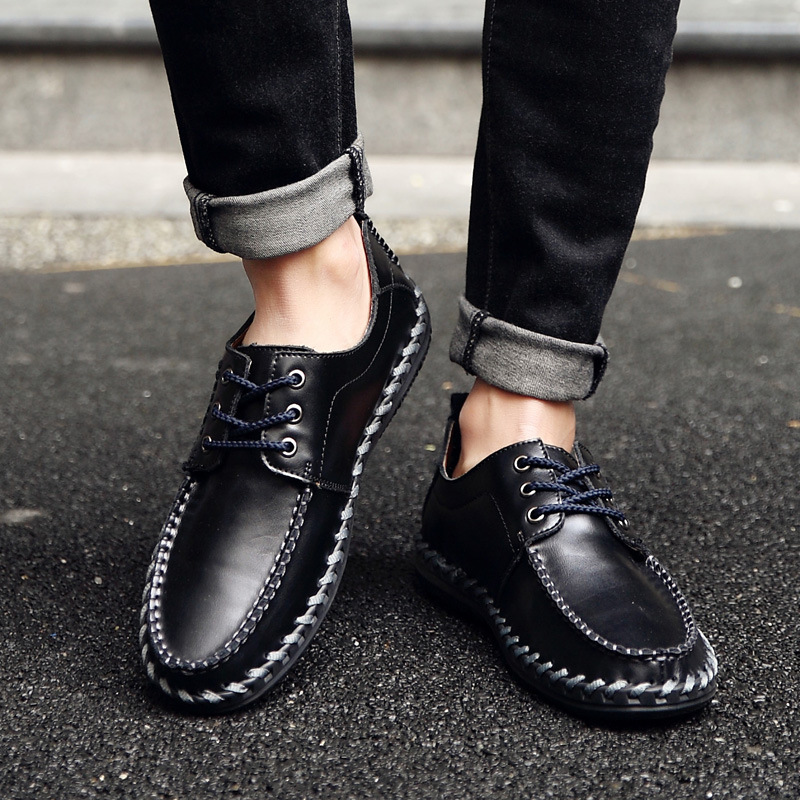 Men's casual shoes 2023 spring new legged business men's shoes British trend cowhide shoes manufacturers wholesale
