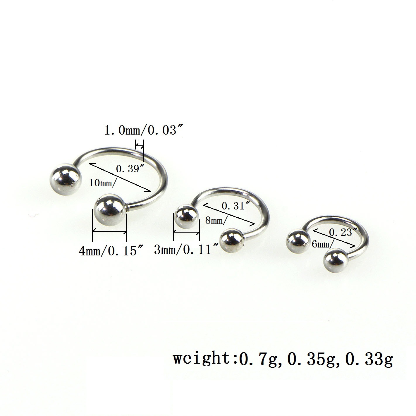Manufacturers stainless steel eyebrow nail Golden titanium steel eyebrow nail C- bar breast ring nose ring female ring puncture lip nail