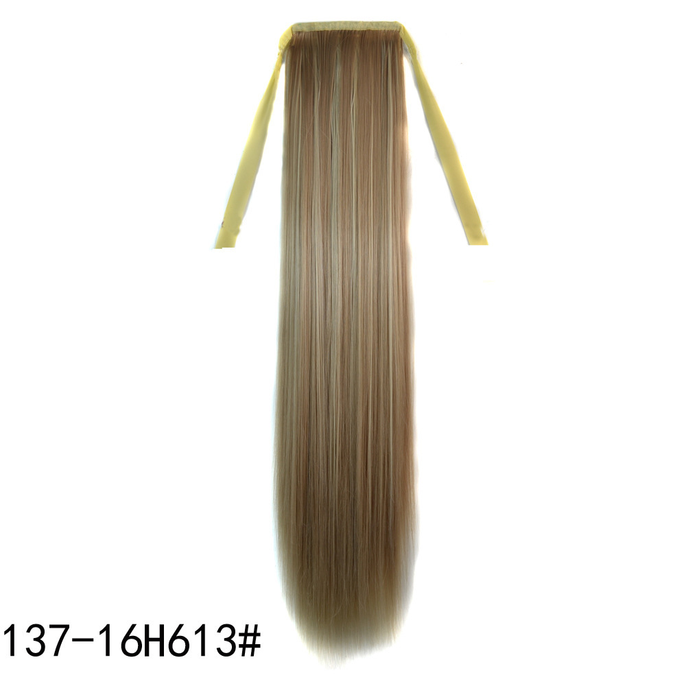 Fashion long straight hair ponytail wholesale ladies strap fake ponytail multicolor binding wig piece ponytail