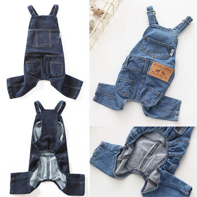 Cross-border generation of new European and American dogs elastic washed denim strap pants pet two-legged clothes manufacturers direct supply