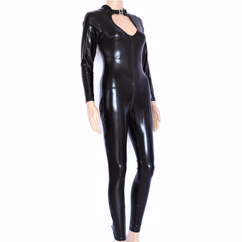 Nightclub Patent Leather Neck Jumpsuit Bar DS Stage Performance Costume Sexy Pole Dance Costume