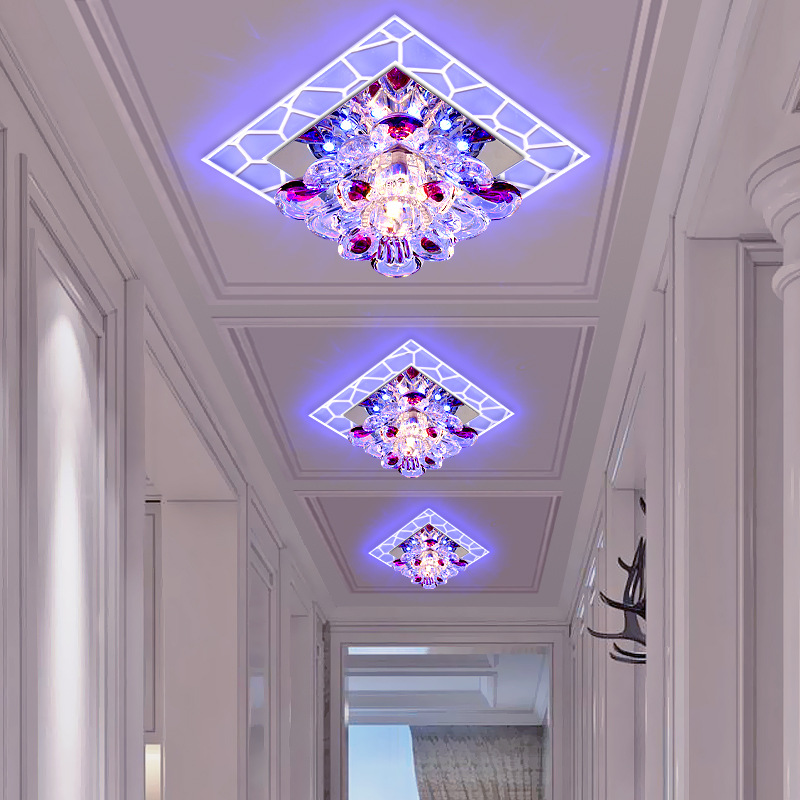 Wholesale Living Room Light Modern Simple Square Aisle Light Crystal Corridor Light Balcony Entrance Light led Spotlight Creative