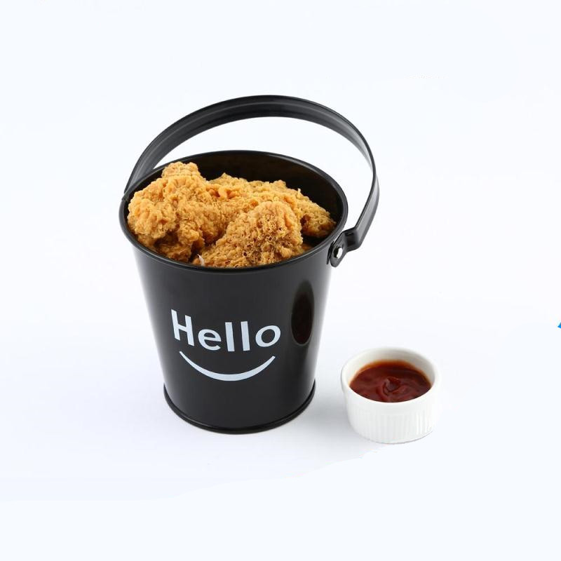 Korean spot iron black American creative ice bucket French fries small bucket Coffee Shop Bar