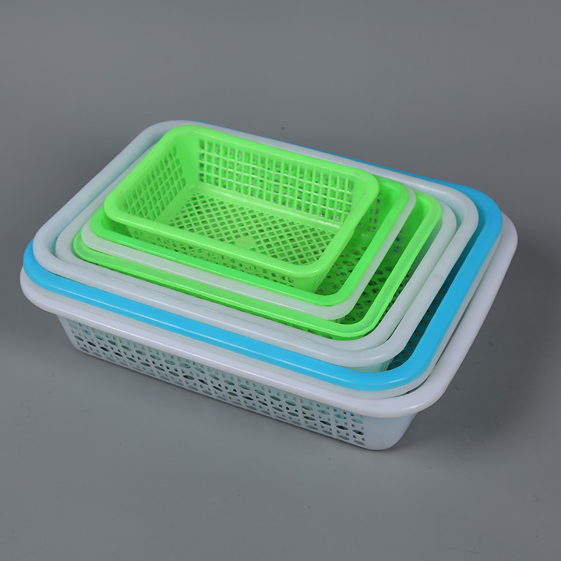 プラスチック水切りバスケットのプラスチックバスケットの長方形のプラスチックの白い四角バスケットの野菜バスケットのプラスチックの四角ふるいの電気商はかごを選別します。|undefined