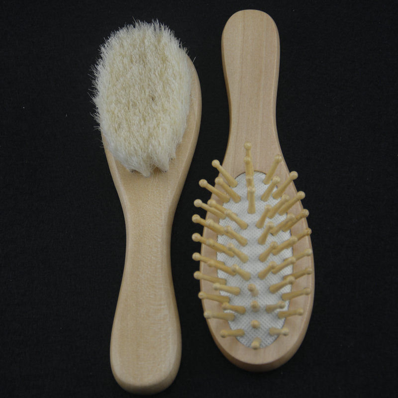 Baby Daily Care Products Wooden Shampoo Bath Wool Brush Soft Skin Care Cleaning Brush Wool Brush Set