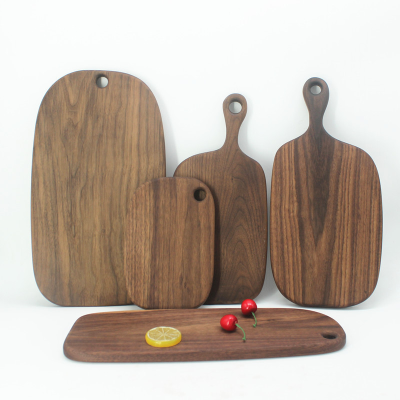 Solid Wood Breadboard Black Walnut Chopping Board Chopping Board with Handle Hanging Western Food Plate Multifunctional Wooden Cutting Board