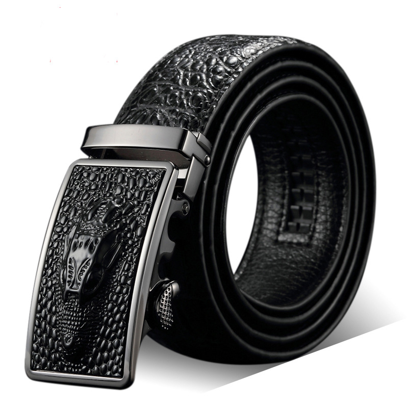 Men's Genuine Leather Belt Crocodile Pattern Belt Men's Belt Wholesale Automatic Buckle Belt Micro Factory Spot