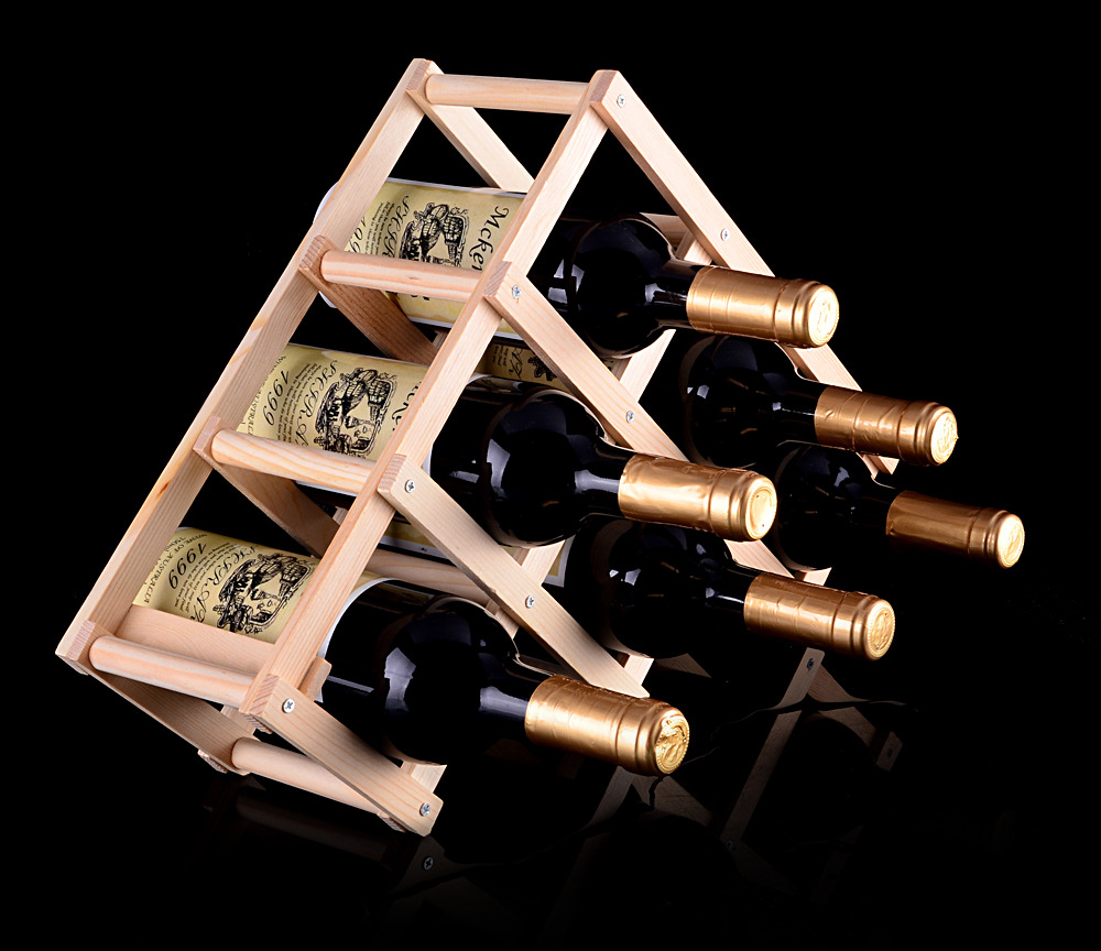 European-style wine rack creative solid wood folding wine rack wooden wine rack iron multi-bottle