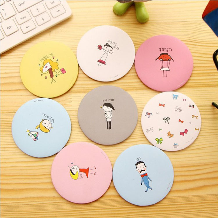 Small mirror Korean cute cartoon mini makeup mirror portable small round mirror tinplate mini mirror