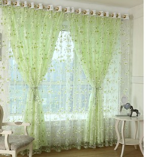 Factory supply new three-leaf flower offset printing window screen curtain bedroom finished curtain cross-border Amazon wholesale