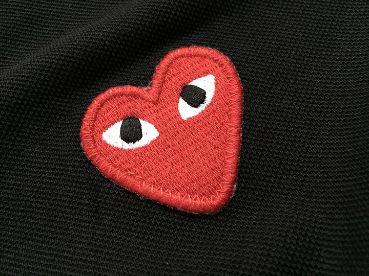 Japanese Little Red Heart Polo Shirt T-shirt Trendy Brand Little Red Heart Embroidered Lapel T-shirt Little Black Heart Embroidered Lapel Short Sleeve