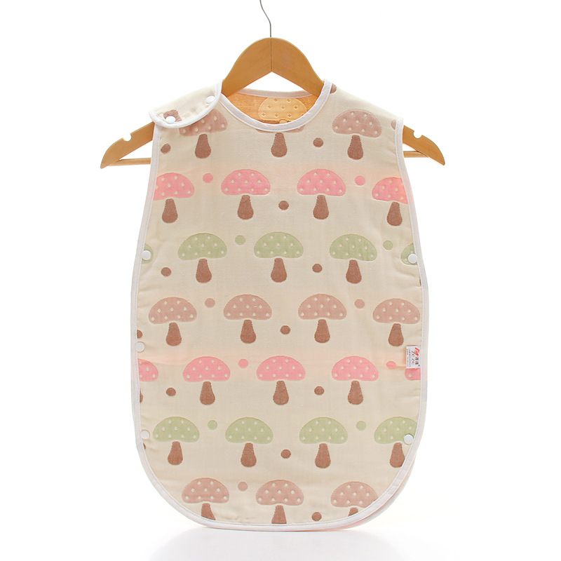 Baby vest sleeping bag six-layer cotton gauze children cartoon non-fluorescent 6-layer vest style Four Seasons anti-kick quilt