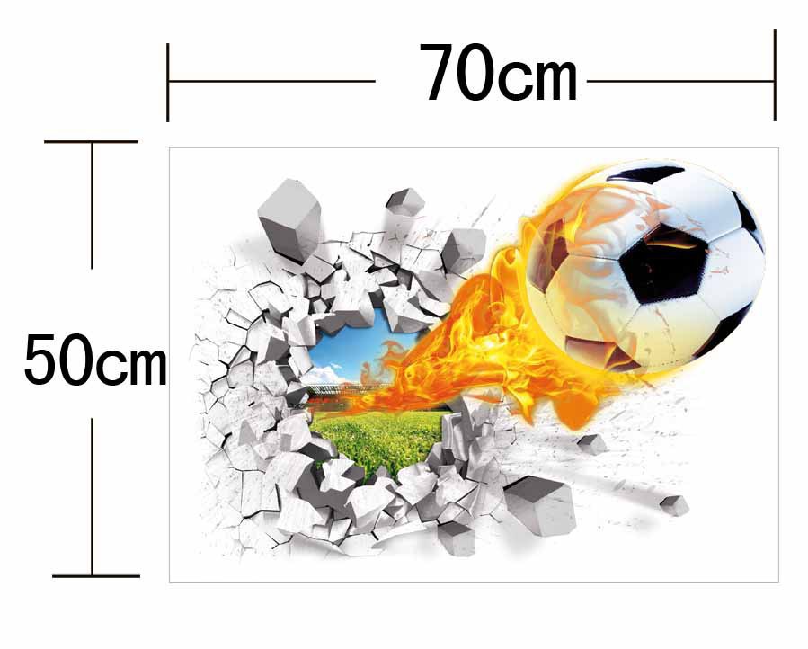 火热3D立体破墙创意个性足球篮球汽车家居装饰卧室电视背景墙贴画