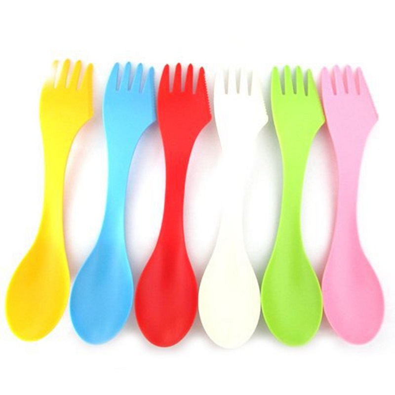 Knife, fork and spoon (three in one) D534 gift portable knife, fork and spoon 6 color optional