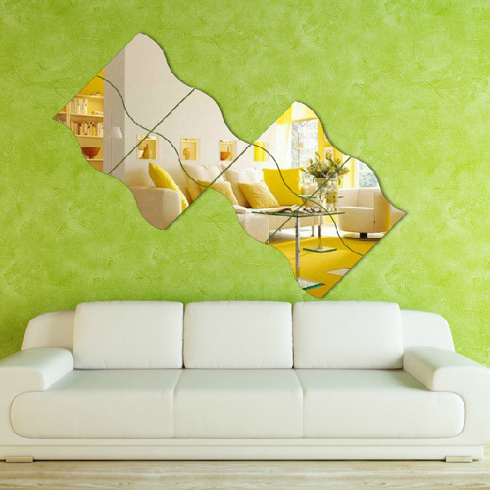 Factory wholesale DIY mirror 3D stereo wave combination wall stickers background wall decoration Mirror stickers