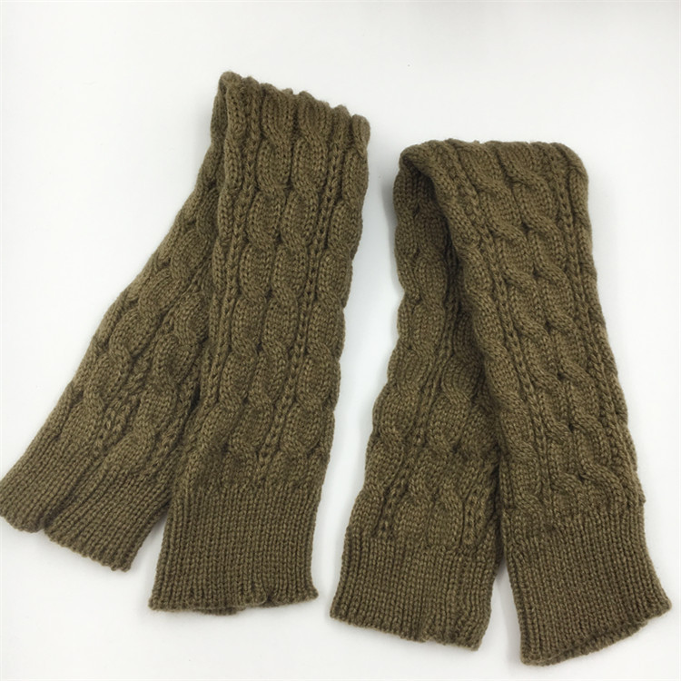 Yifan Autumn and Winter Outdoor Travel Warm Cold-proof Solid Color Twist Long Half-finger Elastic Sleeve Knitted Arm Cover for Women_voghion.com
