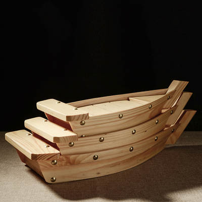 Free Shipping Wooden Sushi Boat Pine Creative Tableware Japanese Sushi Sashimi Platter Dish Decoration Sushi Boat