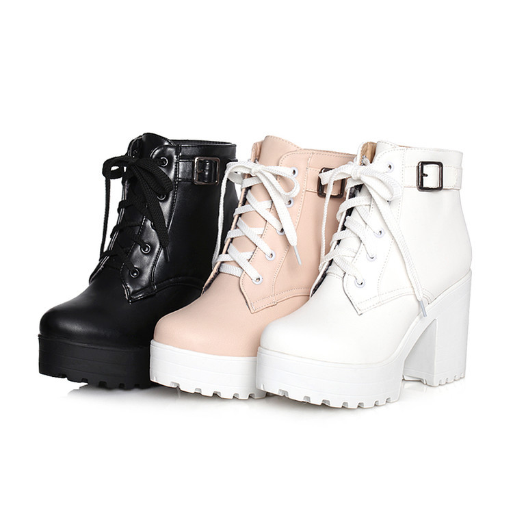 16 foreign trade long line large size short boots 40414243 muffin thick heel lace-up Martin boots women's boots AliExpress generation hair