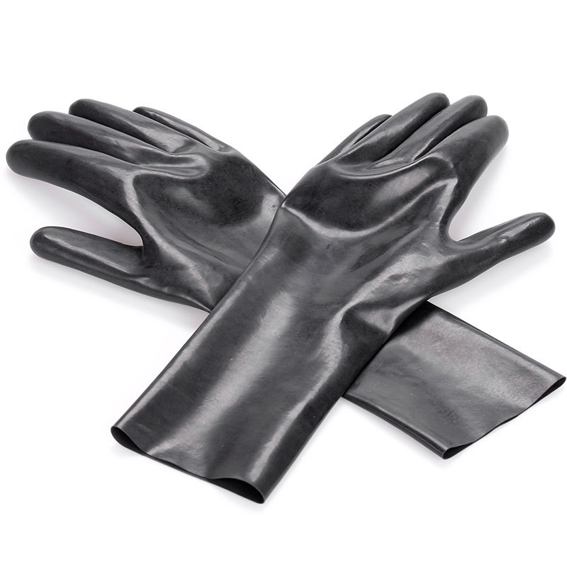 Supply natural latex sexy gloves black mid-barrel patent leather gloves adult European and American sexy gloves wholesale