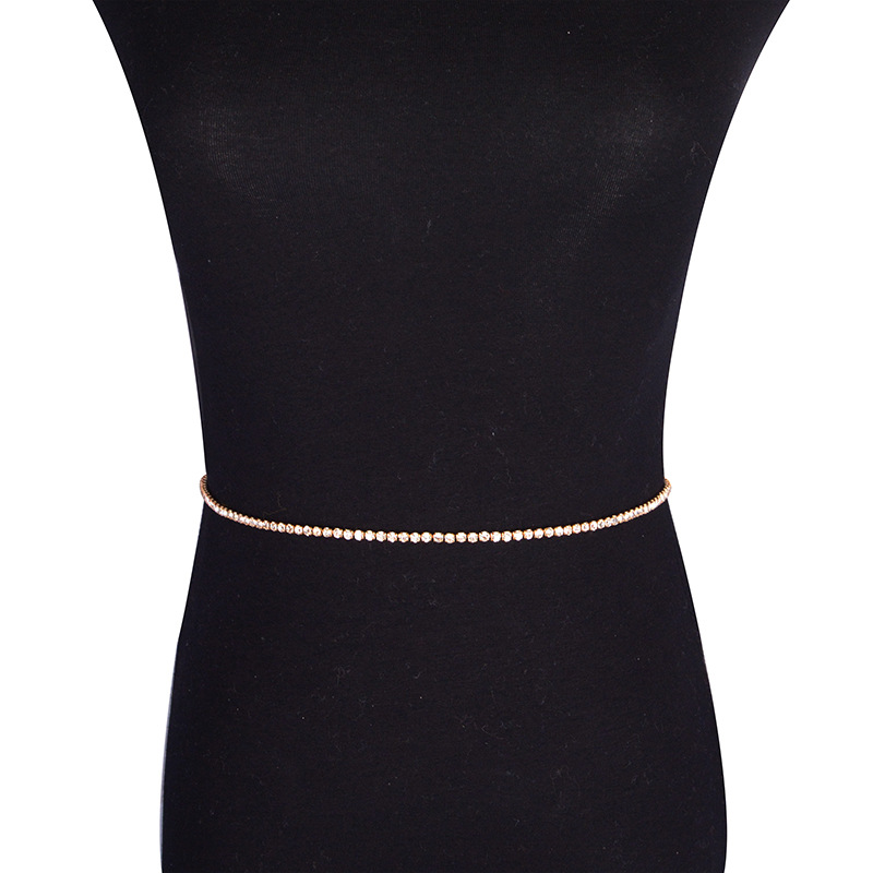 Foreign Trade Hot Selling European and American Jewelry Simple Bright Shining Zircon Waist Chain Body Chain Sexy Personality All-match