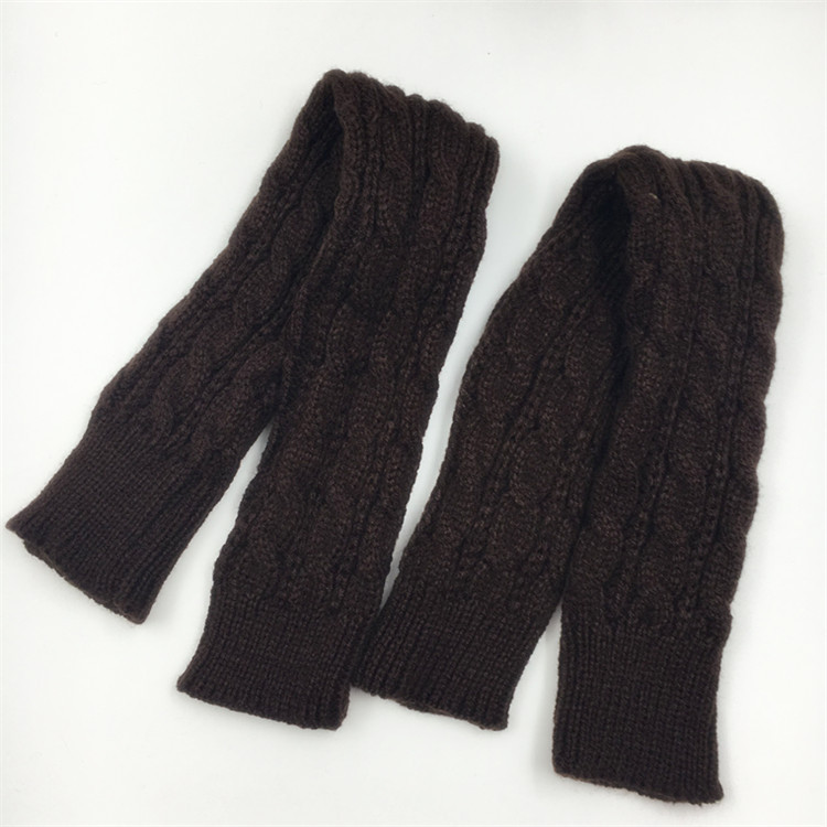 Yifan Autumn and Winter Outdoor Travel Warm Cold-proof Solid Color Twist Long Half-finger Elastic Sleeve Knitted Arm Cover for Women_voghion.com