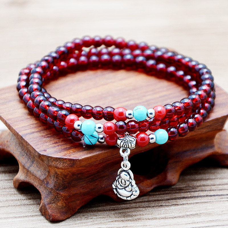 Jewelry imitation Garnet three ring bracelet ethnic style ladies jewelry bracelet stall supply small gifts hand jewelry
