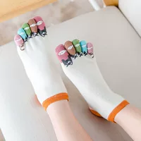 Женские носки с пятью пальцами, короткая трубка, весна, лето, осень и зима, раздача мультфильмов Four Seasons, отдых, полный чесаный хлопок, пять пальцев, внешняя торговля
