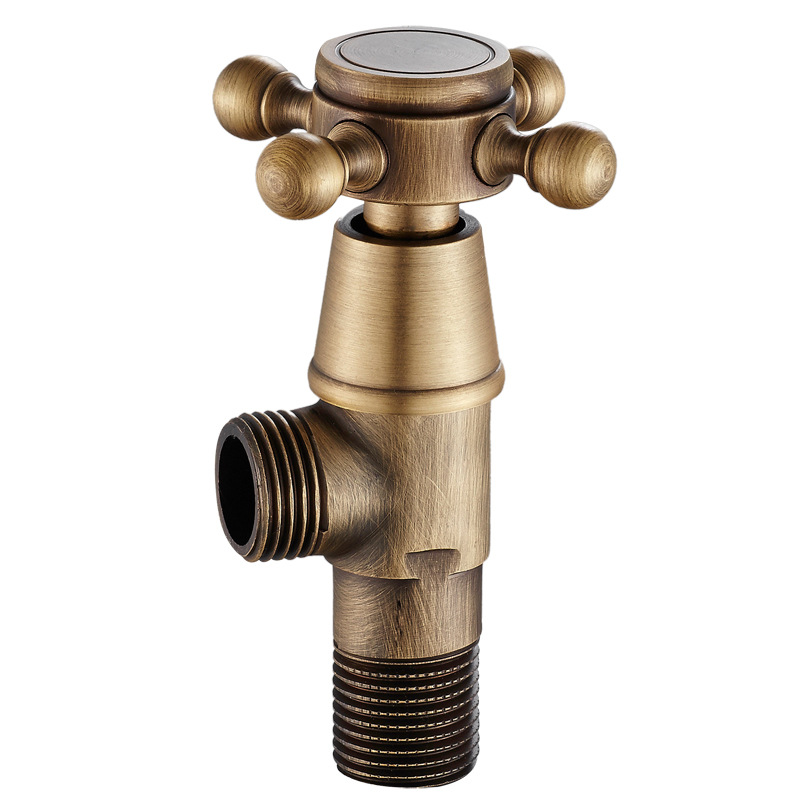 Oubei sanitary ware factory wholesale European bathroom bathroom hardware brass retro antique triangle valve eight-word valve