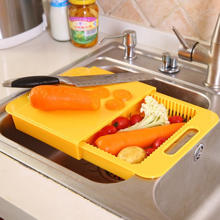 Factory supply practical sliding detachable cutting board multifunctional kitchen basket rack special promotion T