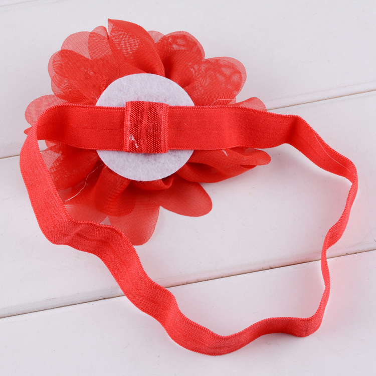 European and American hot selling baby elastic headband headdress 10cm laser cut chiffon big flower children elastic hair band