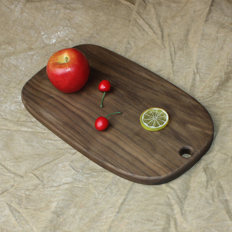 Solid Wood Breadboard Black Walnut Chopping Board Chopping Board with Handle Hanging Western Food Plate Multifunctional Wooden Cutting Board