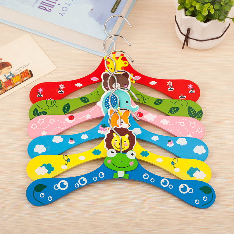Children's Clothing Store Special Clothes Rack Clothes Hanging Baby Cute Cartoon Baby Wooden Clothes Hanger Household Clothes Support