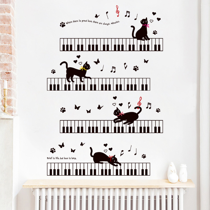 Factory direct sales of the new XL8254 keys on the cat children's room bedroom kindergarten background wall stickers environmental protection mural