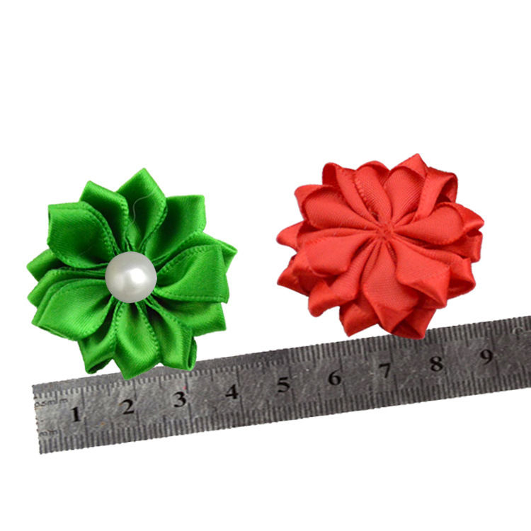 Hot Sale 4cm Hand-stitched Middle Sticky Pearl Pointed Lotus Flower Children's Headband Hairpin Accessories 23 Color