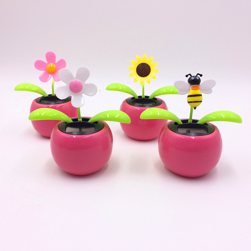 Solar car ornaments swing piece Apple flower light source swing mixed flower head doll car jewelry gift making LOGO