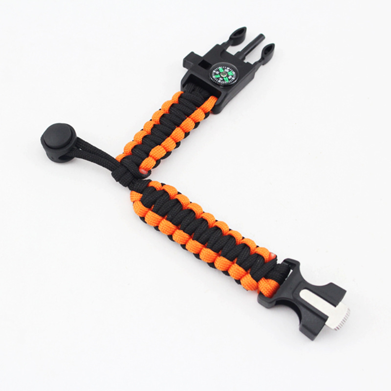 Outdoor Sports Bracelet Compass Flint Adjustable Bracelet Camping Survival Umbrella Rope Bracelet
