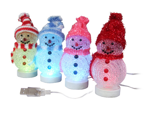 Christmas decoration USB interface plug-in luminous Christmas snowman old Christmas tree night light independent factory direct sales