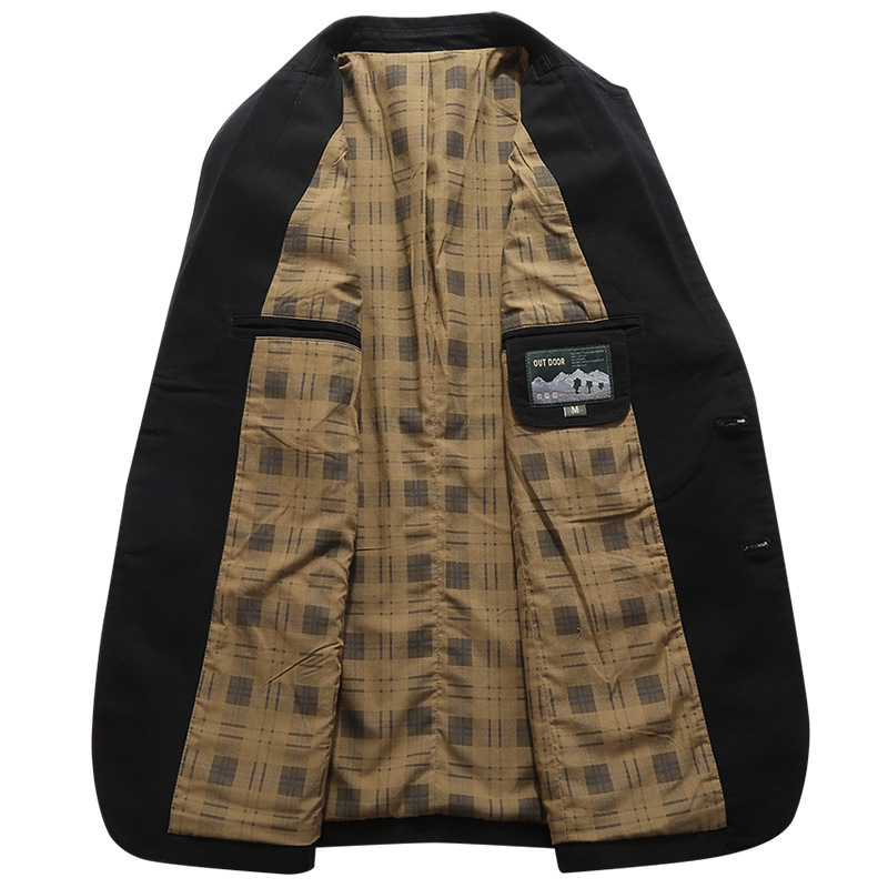 5618 middle-aged men's spring and autumn cotton suit jacket single Western casual jacket slim cotton men's small suit thin