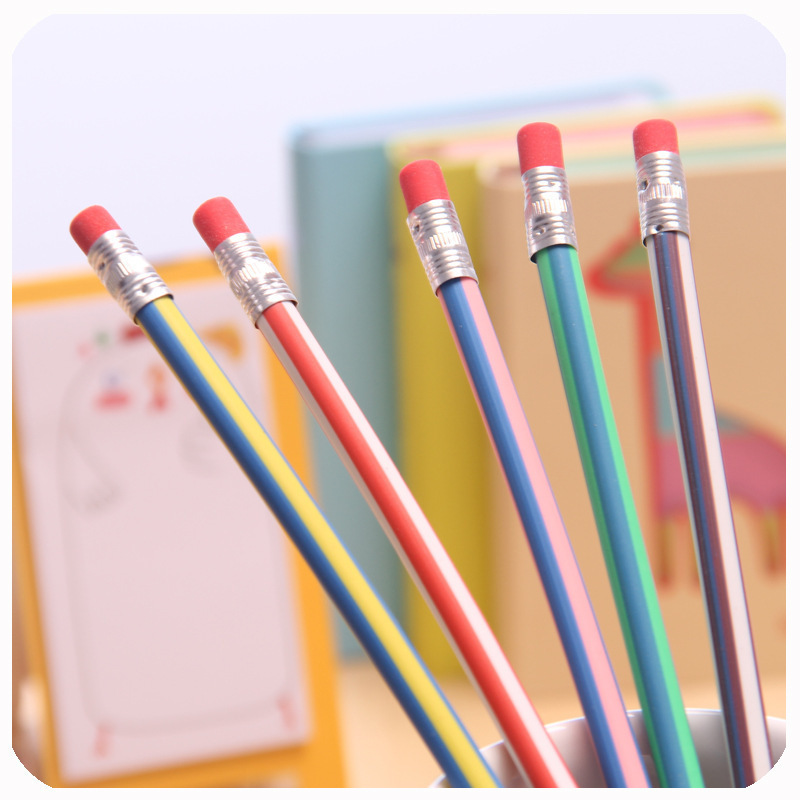 メーカー卸売りカラーソフトストライプ鉛筆創意かわいい曲げペン学生児童学習賞品|undefined