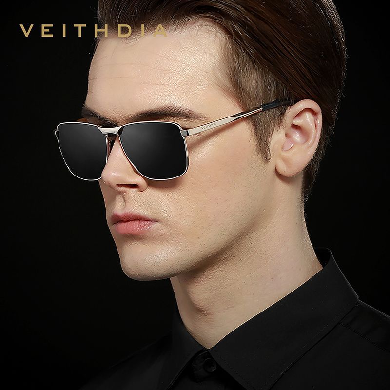 Unbranded LOGO Laser Men's Polarized UV Protection Sunglasses Square Full Frame Gold Frame Sunglasses 2462