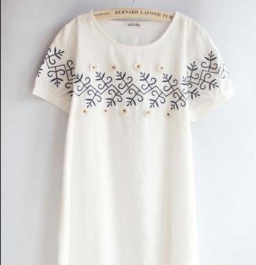 2023 Summer long dress retro pattern short sleeve straight skirt loose cross-border ebaybao popular fashion