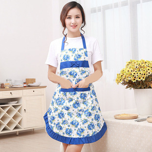 Apron lace bow kitchen promotional gifts apron peach skin velvet manufacturers wholesale apron printing advertising LOGO