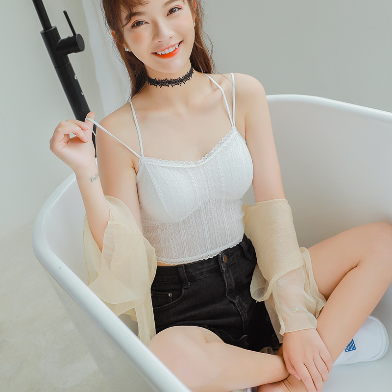 Top New Lace Underwear Chest Wrapping Lace with Coaster Small Sexy Basing Cross Anti-walking Beautiful Back Tube Top