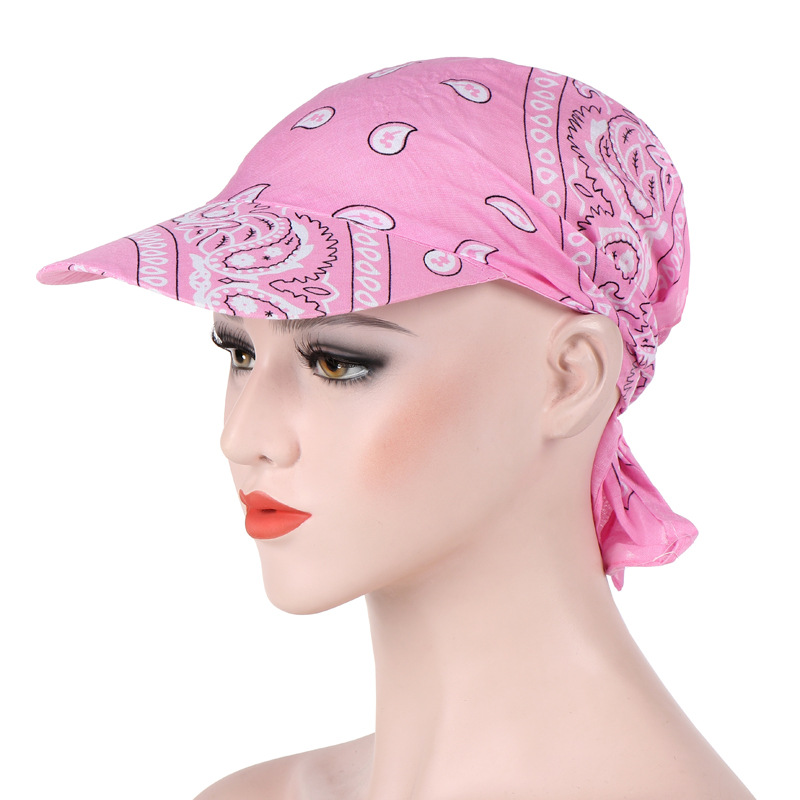 2018 Amazon New European and American Summer Candy Color Multifunctional Warm Sun Protection Cotton Printed Headscarf with Hat Brim